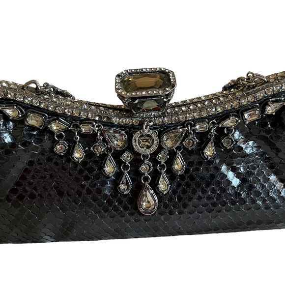 CLARA KASAVINA hand made black snake skin handbag clutch - Picture 8 of 15